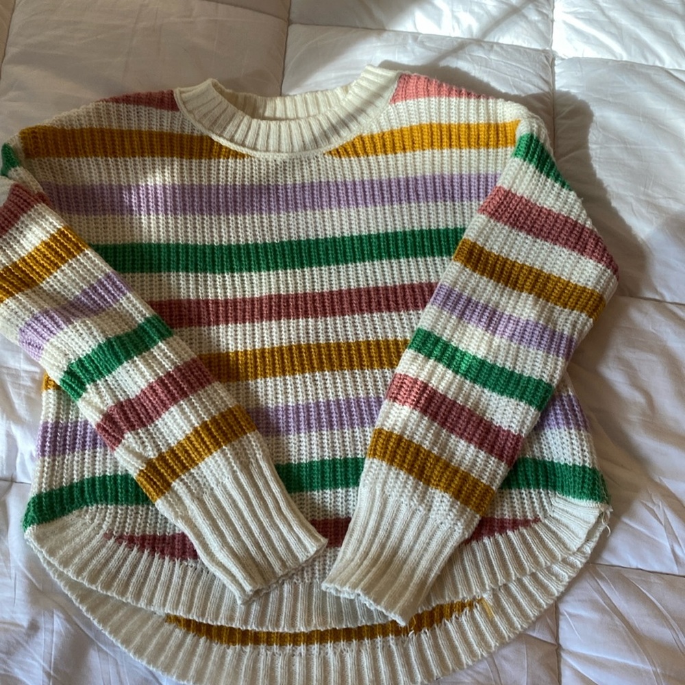 SO chunky knit colorful stripe sweater.  Size S  Crew neck